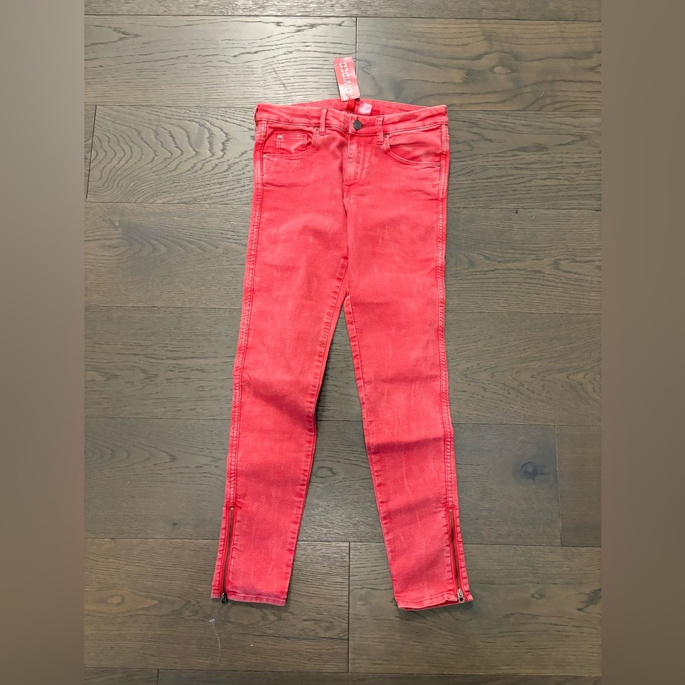 Dividend ladies red denim stretchy cotton blend skinny jeans XS